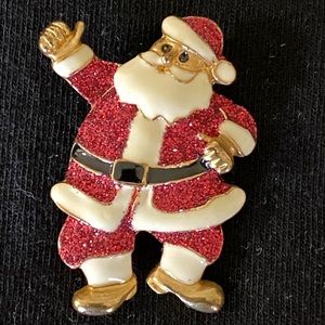 VINTAGE GLITTER ENAMEL SANTA BROOCH/PIN